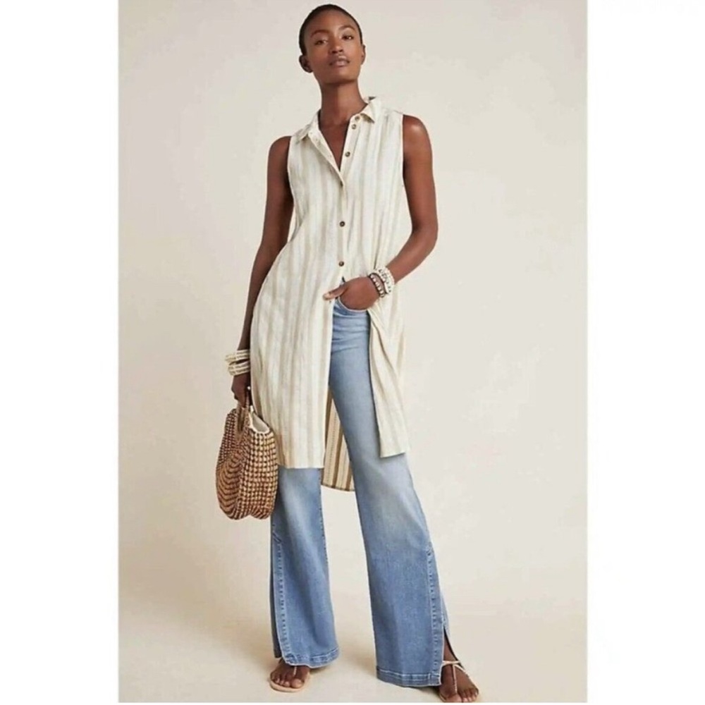 Anthropologie Delphine Duster Striped Sleeveless Tunic Top - size small